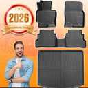 All Weather Car Floor Mats for Mazda CX5: 2013 2014 2015 2016 (1st Gen), Automotive Cargo Liner Full Set Accessory, Cutsom Fit for Mazda CX-5 SUV Tray Carpet Black Rubber Accessories Trunk Mat