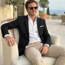 Beninos Mens Blazer Jacket Slim Fit Casual One Button Sport Coats (Black, M)