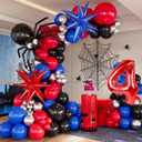 Spider 4th Birthday Decorations Boy, Spider Theme Balloons Arch Kit for Man Woman, Spider Birthday Party Decorations 4 Year Old Boy