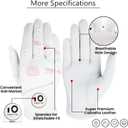 FINGER TEN Womens Leather Golf Glove with Ball Marker Ladies Gloves Left Right Handed Golfer Extra Grip 1 Pack, Left Right Hand Pink Fit Woman Girl, Size Small Medium Large XL