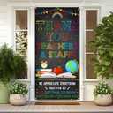Teacher Appreciation Door Banner,Large Fabric Thank You Teacher Door Cover for Classroom Decorations, Teacher Appreciation Week Decorations Party Supplies (Blackboard)