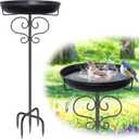 40In Bird Baths for Outdoors, Metal Birdbath Birdfeeder with Heavy Duty 5 Prong Stake, Vintage Detachable Bird Bath Water Feeder Bowl for Garden Yard Lawn Decor Black