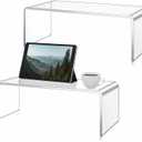 RattanView 2 Pcs 17 inch Large Acrylic Risers Display Stands 8 mm Thick Acrylic Shelf Riser Showcase for Collectibles Jewelry Cupcakes Food Figures Perfume Cabinet (Clear)