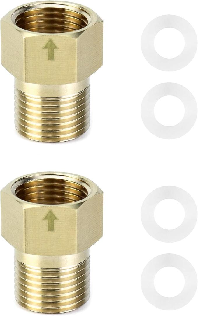 QWORK Brass One-way Check Valve, 1/2 inch Male G Thread to 1/2 inch Female G Thread - Backflow Preventer for Water Tower, Water Heater, Toilet, 2 Pack