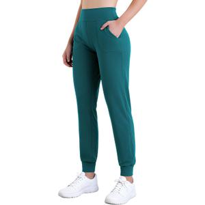 Sunzel Lightweight Soft Joggers for Women with Pockets, High Waisted Sweatpants Hiking Yoga Pants for Workout Lounge Running (Green, L)