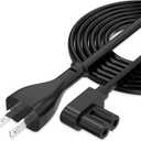 AGVEE 12ft TV Power Cord, 90 Degree Angled L-Shaped UL Listed 2-Prong AC Power Cable IEC C7 C8 Compatible with Samsung LG Sony Insignia Apple TV LCD LED, Vizio Roku Partybox, Black