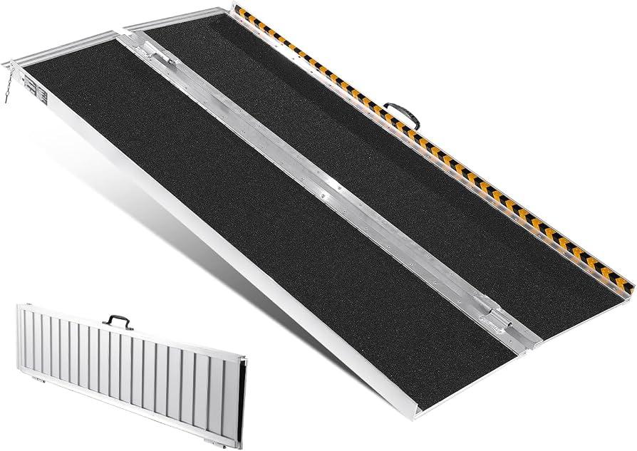 VEVOR Portable Wheelchair Ramp, 183 cm 363 kg Capacity, Non-Slip Aluminum Folding Threshold Ramp, Foldable Mobility Scooter Ramp Wheel Chair Ramp, Handicap Ramp for Home Steps, Stairs, Doorways, Curbs