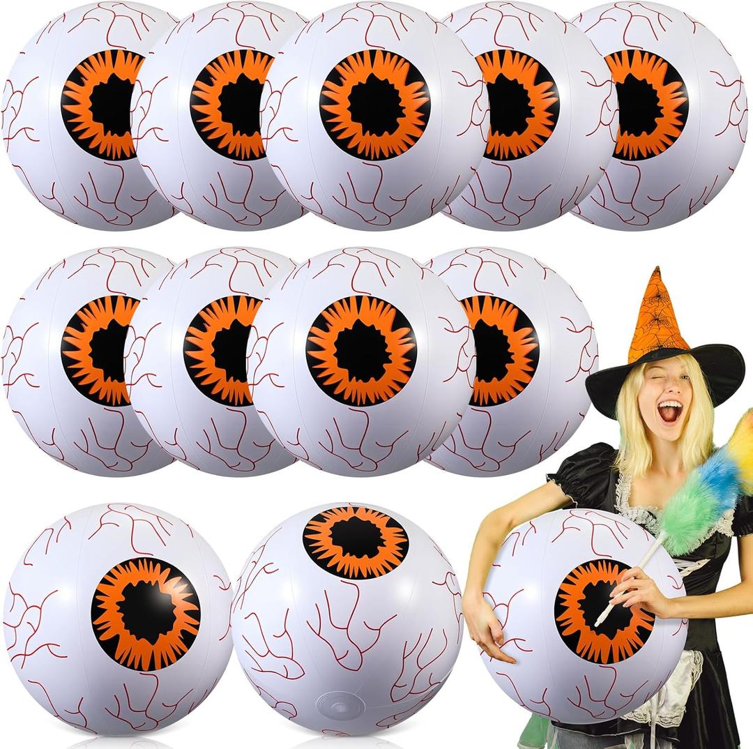 6 Pieces Halloween Giant Inflatable Eye Balls 14 inches Scary Eyeballs Inflatable Decorations Beach Balls for Halloween Yard, Garden, and Lawn Decorations