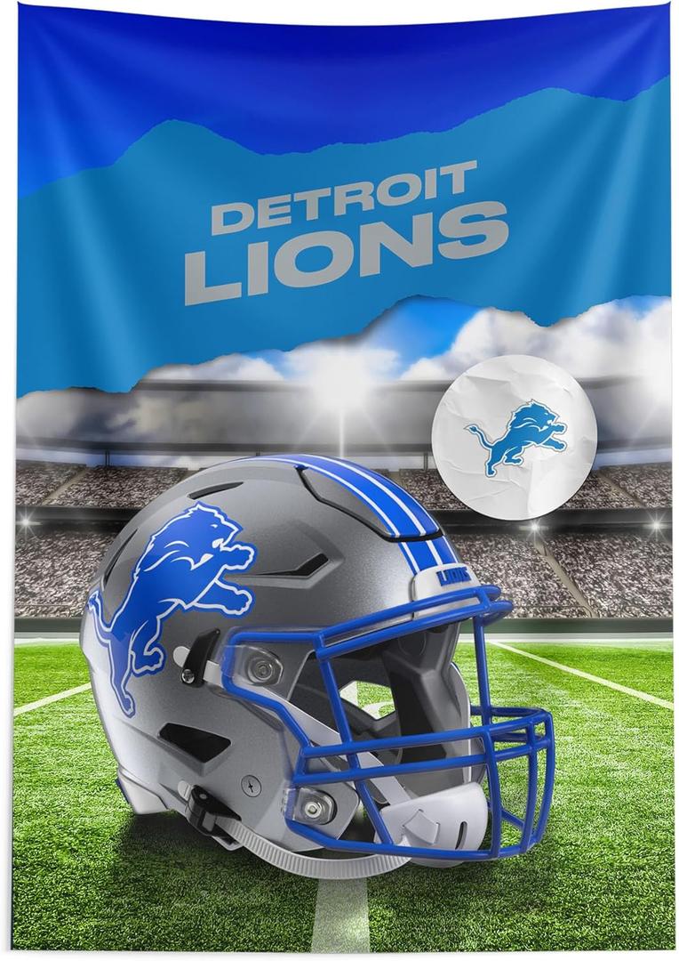 Northwest NFL Detroit Lions Midfield Wall Hanging  Officially Licensed Team Tapestry  Vibrant Stadium Design  Durable Polyester Wall Art for Home, Office, or Fan Cave Decor  40 x 57 Inches