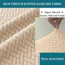 HFCNMY Ottoman Cover Square,Stretch Knitted Jacquard Ottoman Cover Thick Ottoman Slipcover Square Washable Storage Foot Stool Cover with Elastic Bottom Beige X-Large
