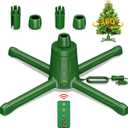 Rotating Christmas Tree Stand for Artificial Trees, 360-Degree Adjustable Tree Stand Base for Up to 9FT & 120lb Pre-lit Tree with Remote Control, 4 Built-in Electrical Outlets Revolving Tree Holder