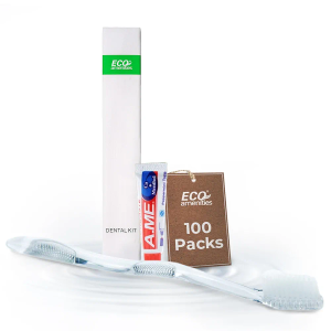 ECO amenities Travel Toothbrush Kit - Manual Disposable Toothbrush with Toothpaste, in Individually Wrapped Paper Box, 100 Sets per Case - Travel Set for Hotels and Hospitality