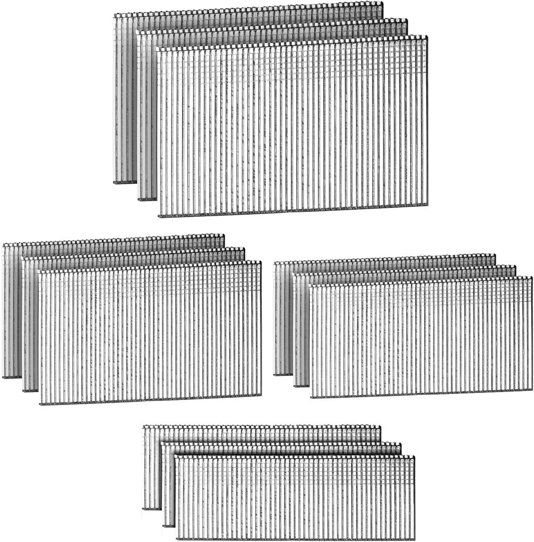 Straight Finish Nails, 16 Gauge, 1200-Pack (1-1/2", 1-3/4", 2", 2-1/2", 300 Per Size), Galvanized, Assorted Size Project Pack (assembly 1200 pcs)