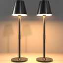 2 Pack LED Cordless Table Lamp,4000mAh Rechargeable Battery Desk lamp,3 Level Brightness Night Light, Minimalist Design, for Couple Dinner/Coffee Table/Restaurant/Bedroom(Black 2pack)