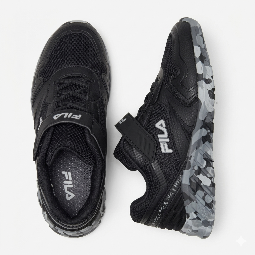 Fila Men's Black Running Shoes, Size 4