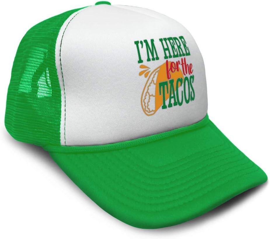 Speedy Pros Trucker Hat I'm Here for The Tacos Snapback Baseball Cap for Men & Women (Kelly Green Design Only)