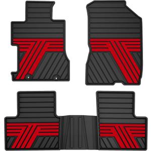 TTX LIGHTING Rubber Floor Mats for Honda Civic Sedan 2006-2011 | Not for Coupe, All Weather Heavy Duty Custom Fit Car Liners, 1st & 2nd Row, Black & Red