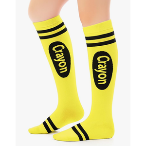 Geyoga Funny Crayon Socks for Women Crayon Knee High Socks Novelty Stocking Stuffers Rainbow Pencil Stockings
