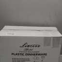 Liacere 350PCS Gold Plastic Plates-Disposable White and Gold Plates 50guest Baroque Plastic Dinnerware include 100Plates, 50Pack Pre Rolled Napkins with Silverware 50Cups for Wedding&New Years