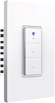 Smart Light Switch, Triple switches WiFi Smart Switch Button, Compatible with Alexa and Google Home, Remote Control with Timing Funtion, No Hub Required,Smart Life APP Provides Control from Anywhere