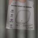 DESCHEN Rechargeable Travel Makeup Vanity Mirror with Lights and Magnification, Portable 1X/10X Magnifying Mirror with 3 Color Light, Lighted Makeup Mirror with Magnification, Folding LED Desk Mirror (White)