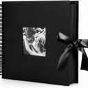 INNOCHEER Photo Album - Self Adhesive 80 Black Pages, Large Scrap Book Wedding Guest Book for DIY Anniversary Travel Memory Scrapbooking (Black 10X10)