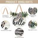 3D Hello Spring Wreaths for Front Door | White Horizontal Round Wreaths | Housewarming Gift | Farmhouse Wood Door Hanger for Home Decor Indoor and Outdoor, Classroom, Yard, Porch Decor