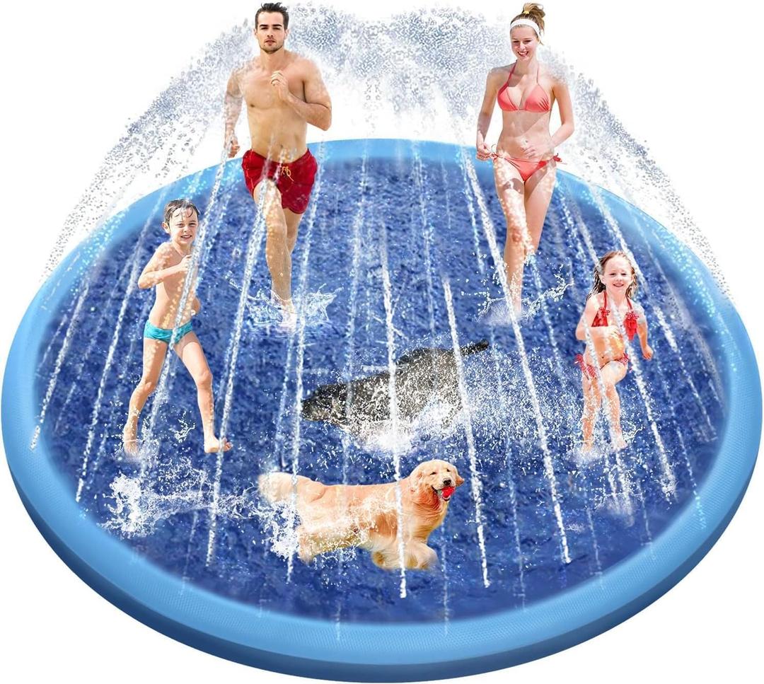 Raxurt Splash Pad for Kids and Dogs, 118'' Super Large Anti-Slip Splash Sprinkler Pad for Baby Toddler, Thicken Splash Pad Dog Pool Summer Outdoor Water Toys