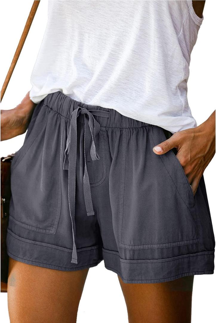 Mosucoirl Women Comfy Drawstring Casual Elastic Waist Pure Color Shorts Summer Beach Lightweight Short Pants with Pockets (X-Large, 1 Blue) Mosucoirl Women Comfy Drawstring Casual Elastic Waist Pure Color Shorts Summer Beach Lightweight Short Pants with Pockets (X-Large, 1 Blue)