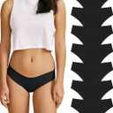 SHARICCA Women Seamless Cheeky Bikini No Show Panties Ladies Invisible Breathable Briefs Soft Stretch Underwear Multi Pack (Large, (7 Pack) Black)