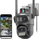 Three Lens Security Camera Outdoor, Outside Cameras for Home Security with Cord, IP66 Waterproof, AI Tracking, Light Alarm, Color Night, 2-Way Talk, 24/7 Record,SD/Cloud