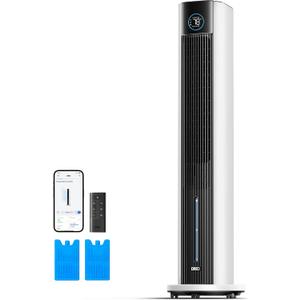 DREO Tower Fan for Bedroom, 43" Cooling Fans That Blow Cold Air 2025 Upgraded, Evaporative Air Cooler, Quiet 85 Oscillating Floor Fan, Easy Cleaning, APP Control, 4 Modes & 4 Speeds, 12H Timer, White