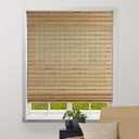 Sheer Bamboo Roman Shades with Valance - Tuscan, 34.5" W x 60" H - Light Filtering Cordless Blinds for Interior Windows - Real Natural Bamboo Material - Mounting Hardware Included