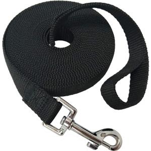 Nylon Training Dog Leash for Small Medium Large Dogs, 15ft 20ft 30ft 50ft Long Puppy Lead for Obedience Recall Training, Camping (20ft, Black)