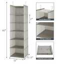 2 x MAX Houser 6 Tier Shelf Hanging Closet Organizer with 2 Hooks, Light Grey