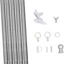 Gold-Plated Flag Head Flagpole Set Rotating Flagpole Stand Outdoor Residential Kit Flag Pole Swivel Rings Random Color (Silver)