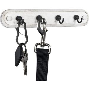 Spectrum Four Hook Rack Modern Entryway Organizer & Wall Dcor, Wall-Mounted Key Holder & Organizer for Hanging Car & House Keychains, White Washed/Black