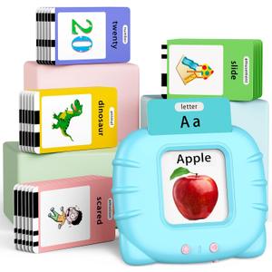 Educational Toys Talking-Flash-Cards, Christmas Birthday Gifts for Boys 1 2 3 4 5 6 Year Old, Learning Toys with 252 Sight Words, Montessori Pocket Speech for Toddlers Ages 1-6, Blue