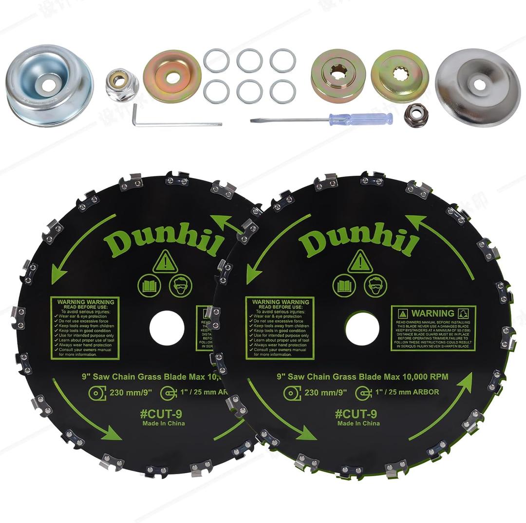 Dunhil 2 Pack 9 inch 20T 9 x 20T Chainsaw Tooth Brush Cutter Blades with 2 Set Adapter Kits for Weed Eater, Cutter, Trimmer