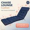 MAGIC ELEPHANT Chaise Lounge Cushion Outdoor Set of 2, Memory Foam Replacement Patio Pool Lounge Chair Cushion with Ties for Outdoor Furniture, 74 x 22 x 4 Inch (Oxford Blue)