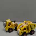 Wooden Push Car Toys for Infants 18 Months, 2 Pcs Baby Vehicle Toys Hand Push Car Toys for 2 Year Old Boys Girls (Excavator + Truck)
