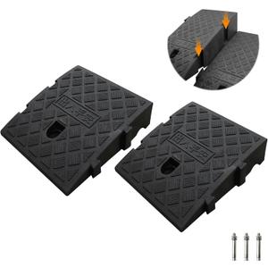 Curb Ramp 2 Pack Portable Plastic Driveway Interlock Threshold Ramp with Anchor Bolt Mobility for Driveway Loading Dock(Black,25 * 27 * 7cm/10 * 11 * 2.8in)