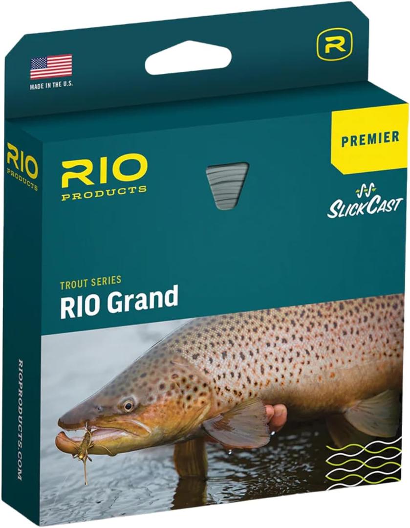 RIO Products Premier Rio Grand Fly Line, Slick Cast Trout Series, East Casting Fly Fishing Line, Coldwater Core Design, Freshwater (WF4F, Camo/Tan)