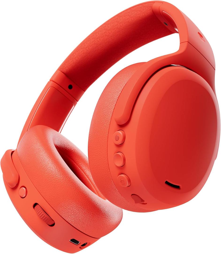 Skullcandy Crusher ANC 2 Wireless Over-Ear Bluetooth Headphones with Multi-Sensory Bass, Active Noise Cancelling, Up to 60 Hours Battery, Microphone for iPhone Android - Plasma, Orange