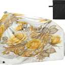 Bike Cover for 1 Bike, Outdoor Waterproof Heavy Duty Bicycle Covers Rain Sun UV Dust Wind Proof with Lock Hole for Mountain Road Electric Bike, Yellow Roses