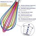 OYV Silicone Whisk,Professional Whisks For Cooking Non Scratch,Stainless Steel & Silicone Wisk,Plastic Rubber Whisk Tool For Nonstick Cookware,Silicon Wisks Set of 3,Rainbow,for Blending,Colorful.