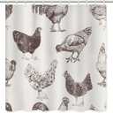 Emvency Fabric Shower Curtain Curtain with Hooks Chicken Cocks and Hens Sketch Rooster Farm Hand Animal Drawn Cockerel 60"X72" Waterproof Decorative Bathroom (60"W x 72"L (Pack of 1), Black)