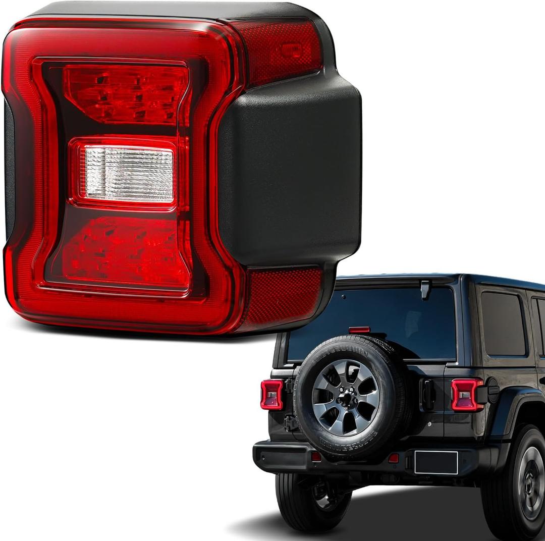 LED Tail Lights Compatible with 2018 2019 2020 2021 2022 2023 2024 2025 Jeep Wrangler Led Taillights W/O BLIS Rear Reverse Stop Brake Tail Lamp Assy Replacement OEM#68434889AB (Right Passenger Side)