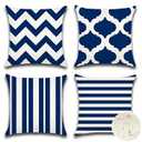 OTOSTAR Set of 4 Waterproof Throw Pillow Covers 18x18 Inch Farmhouse Geometric Square Pillow Cases for Couch Patio Furniture Balcony Garden Outdoor Decoration（Geometry70-Navy Blue）