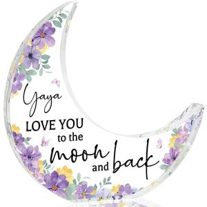 Yaya Gifts Gifts for Yaya From Grandkids Acrylic Moon Decorations 5.0 x 4.0 inch Mothers Day Christmas Birthday Gifts for Yaya, Gifts Ideas for Yaya Purple